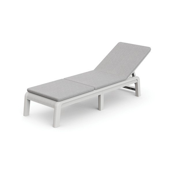 Svetlo siv plastičen oblazinjen nastavljiv in zložljiv vrtni ležalnik Atlas – Keter