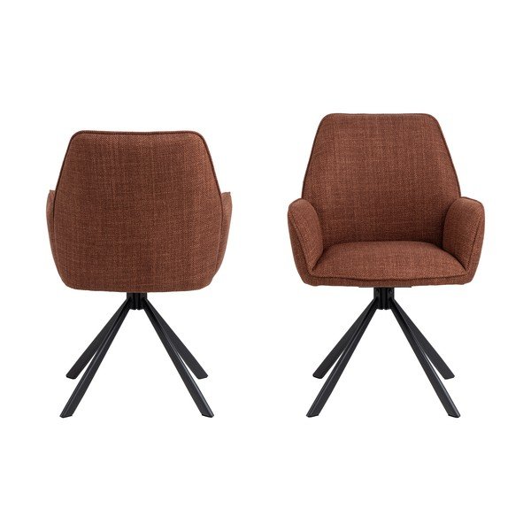 Opečnato oranžni oblazinjeni jedilni stoli v kompletu z nasloni za roke 2 ks Glenda – Actona-image-2