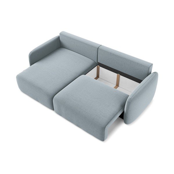 Modra žametna raztegljiva/s prostorom za shranjevanje kotna sedežna garnitura (levi kot/z ležalnikom) Kalena – Makamii-image-4