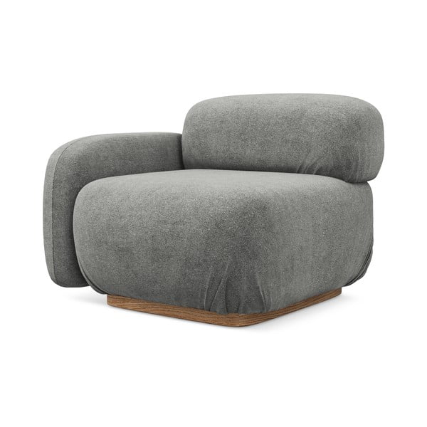 Siv modul za sedežno garnituro iz tkanine bouclé (levi kot) Ailani – Makamii-image-2