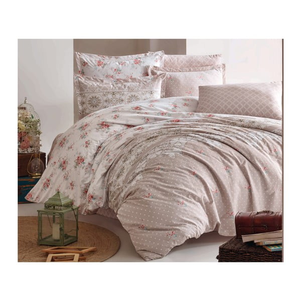 Komplet bombažnih rjuh in posteljnine Serena, 200 x 220 cm