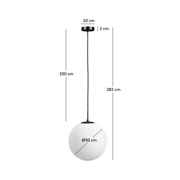 Bela/črna kovinska viseča svetilka s steklenim senčilom ø 30 cm Brisia – Kave Home-image-3