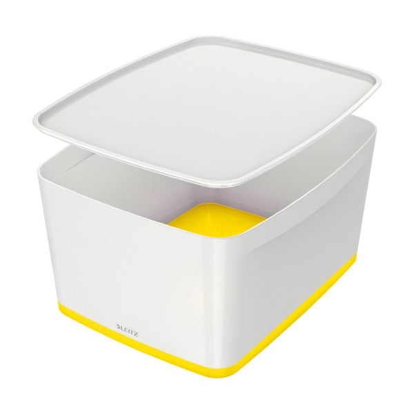 Belo-rumena škatla za shranjevanje s pokrovom Leizt MyBox, 18 l