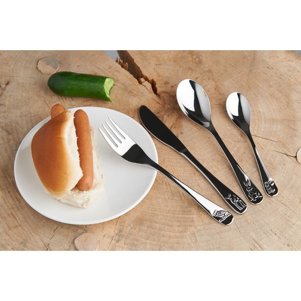 Otroški jedilni pribor iz nerjavečega jekla v srebrni barvi 4 ks Forest Animals – Zilverstad-image-1