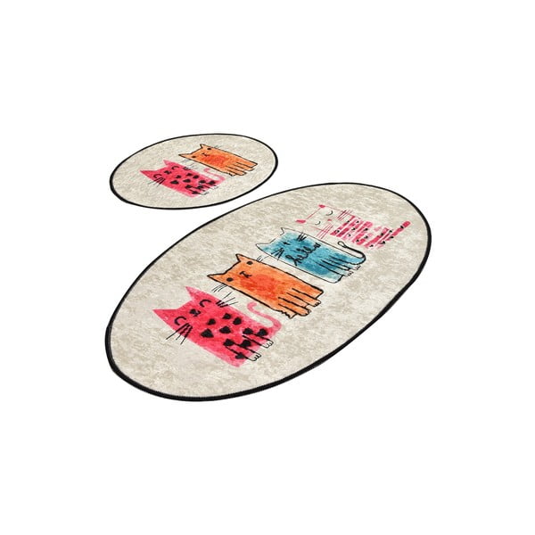 Svetlo rjave kopalniške preproge v kompletu 2 ks 60x100 cm Baby Cats – Foutastic