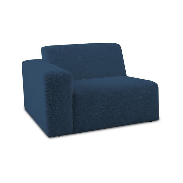 Temno moder modul za sedežno garnituro iz tkanine bouclé (levi kot) Roxy – Scandic-image-1
