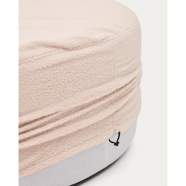 Svetlo rožnat tabure iz tkanine bouclé Kaeli – Kave Home-image-2