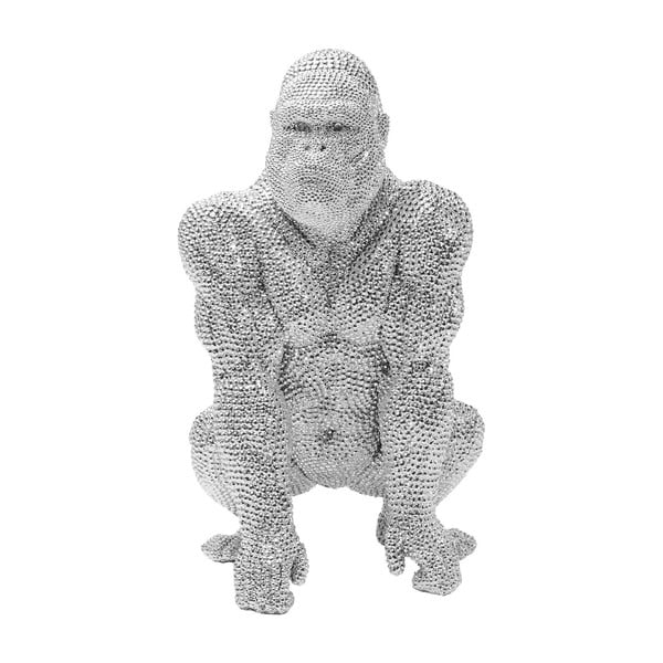 Dekorativni kipec v srebru Kare Design Gorilla, višina 46 cm