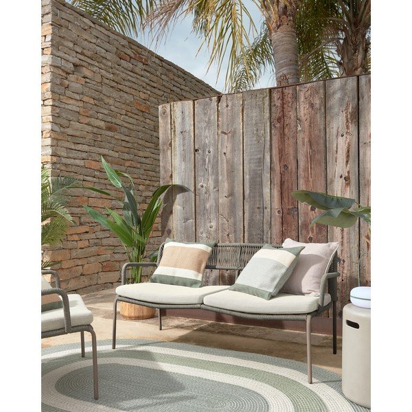 Zeleno-bež prevleka za blazino iz reciklirane plastike Kave Home Leeith, 45 x 45 cm-image-4