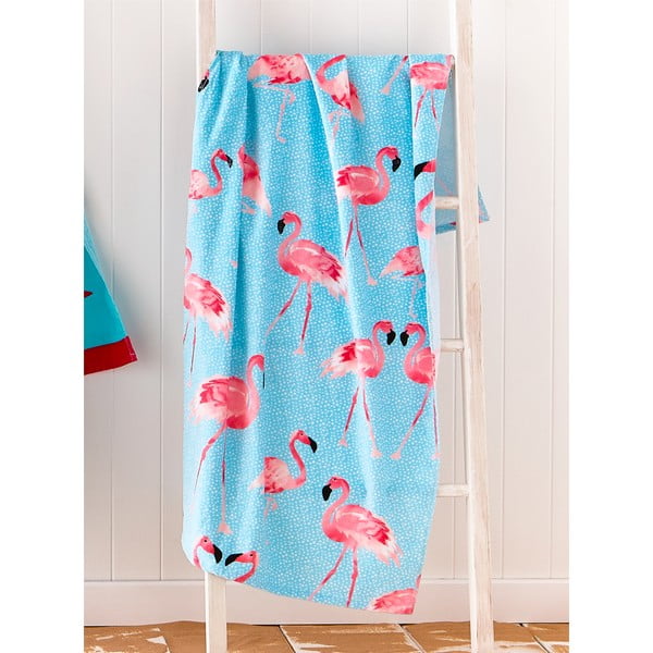 Modro-rožnata brisača za plažo 160x76 cm Flamingo - Catherine Lansfield