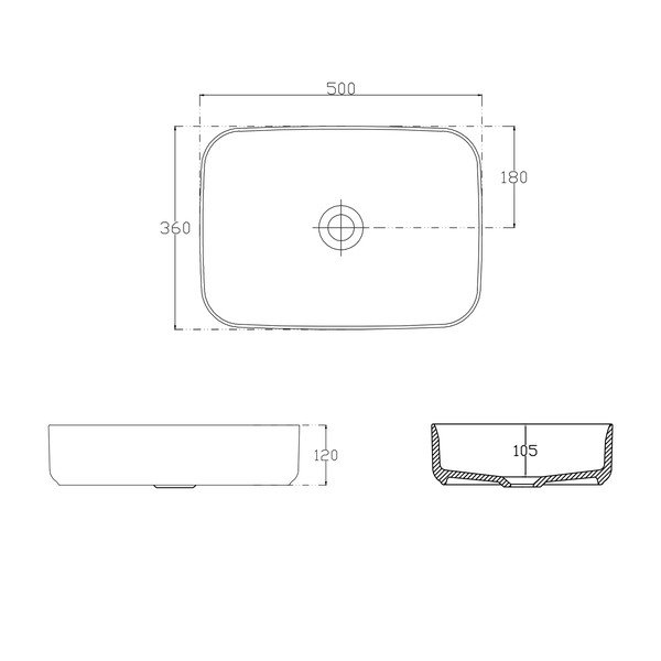 Bel keramičen umivalnik Sapho Infinity Rectangle 50 x 36 cm-image-3