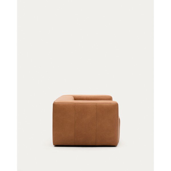 Rjava usnjena sedežna garnitura 210 cm Blok – Kave Home-image-3
