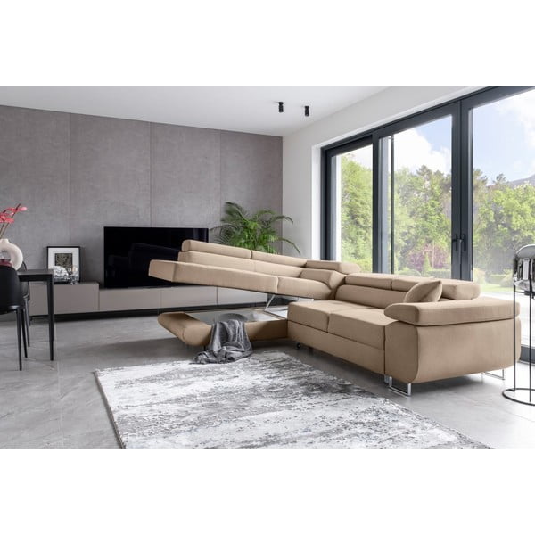 Bež raztegljiva/s prostorom za shranjevanje kotna sedežna garnitura (levi kot/v obliki črke L) Anton – ELTAP-image-4