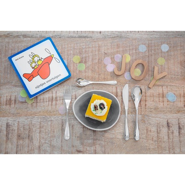 Otroški jedilni pribor iz nerjavečega jekla v srebrni barvi 4 ks Miffy – Zilverstad-image-1