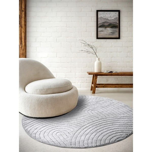 Svetlo siva okrogla preproga ø 160 cm Panglao New York Light Grey – Elle Decoration-image-1