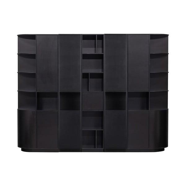 Črna modularna knjižna polica iz masivnega bora 276x210 cm Finca – WOOOD
