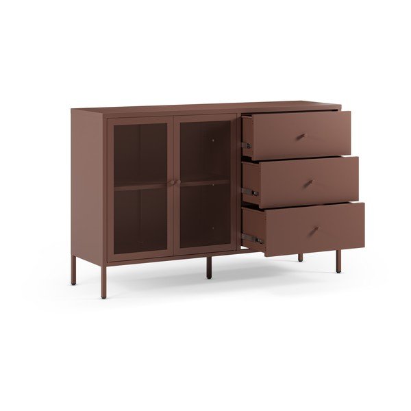 Bordo rdeča kovinska komoda 140x90x40 cm Fayna – Marckeric-image-1