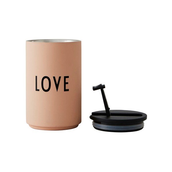 Oranžen/bež termo lonček 350 ml Love – Design Letters-image-2