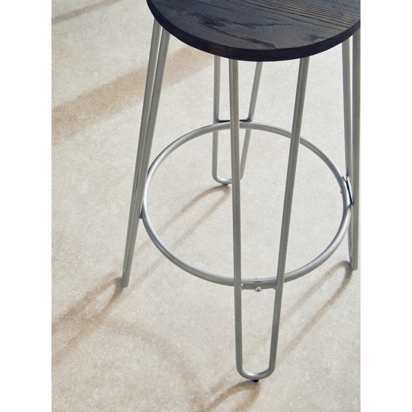Barsko stol iz masivnega bresta v srebrni barvi/v naravni barvi (višina sedeža 75 cm) District – Premier Housewares-image-3