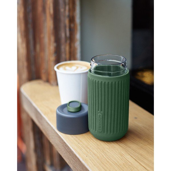 Zelen steklen potovalni lonček 340 ml – Black + Blum-image-1