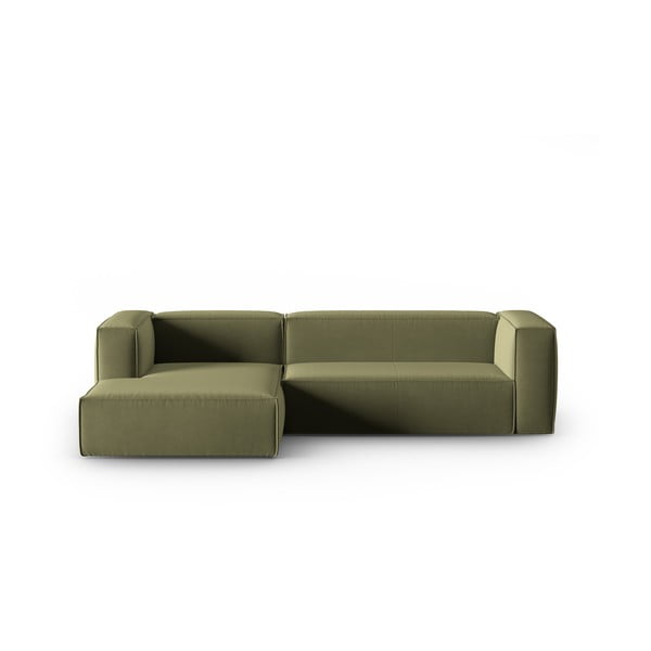 Zelena žametna kotna sedežna garnitura Mackay – Cosmopolitan Design