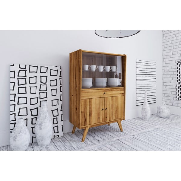 Vitrina iz hrastovega lesa 100x154 cm Retro - The Beds-image-1