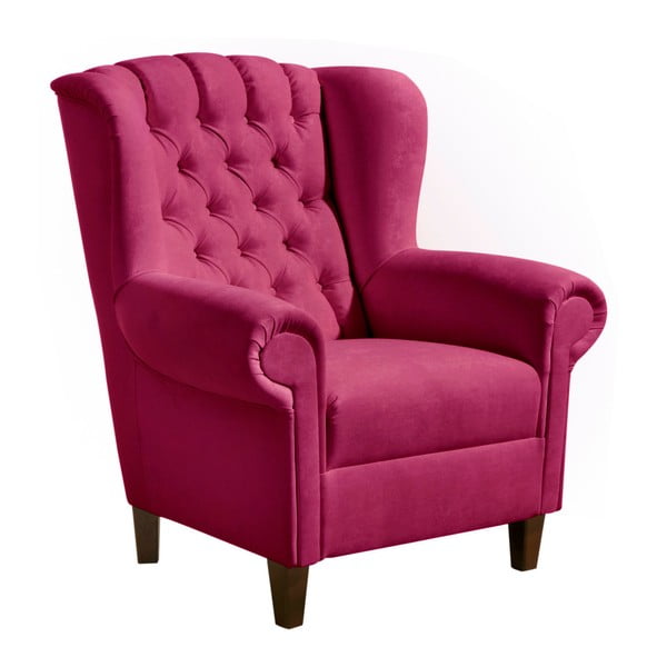 Temno roza žametni fotelj Max Winzer Vary Velvet