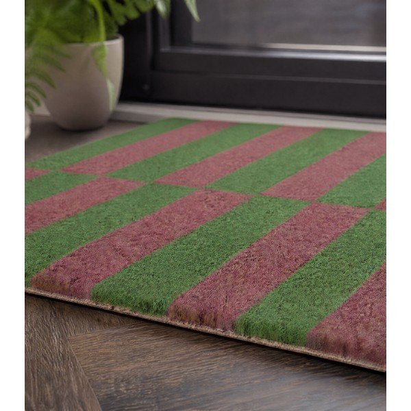 Predpražnik iz kokosovih vlaken 40x60 cm Pink & Green Half Stripes – Artsy Doormats-image-3