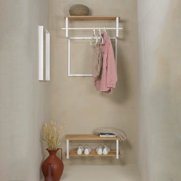 Bela/v naravni barvi kovinska stenska omarica za čevlje 71x26x34 cm Marco – Spinder Design-image-1