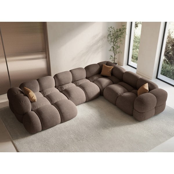 Rjava kotna sedežna garnitura (desni kot/v obliki črke "U") Loretto – Cosmopolitan Design-image-1