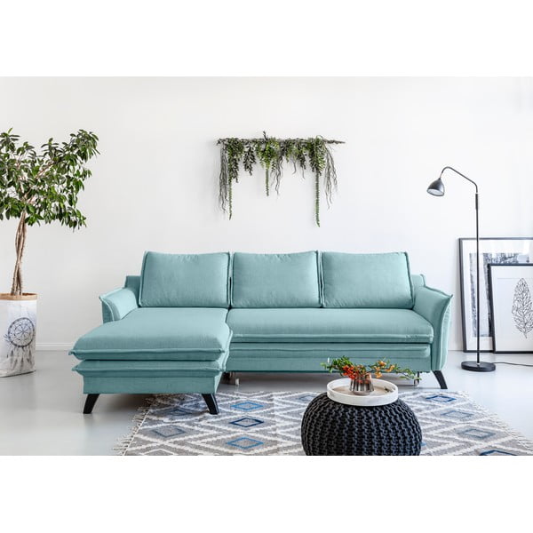 Svetlo modra raztegljiva sedežna garnitura Miuform Charming Charlie, levi kot-image-1