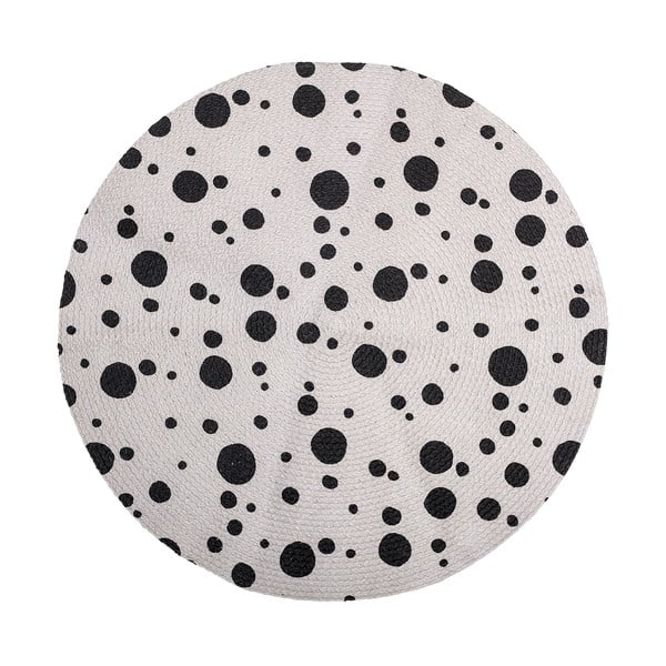 Otroška črno-bela preproga Bloomingville Dots, ⌀ 80 cm