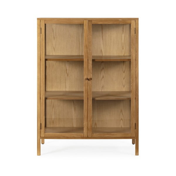 Vitrina v hrastovem dekorju v naravni barvi 90x126x40 cm Ceci – MOME