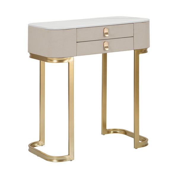 Bež/v zlati barvi stranska mizica z mizno ploščo v marmornem dekorju 40x70 cm Beauty – Mauro Ferretti-image-2