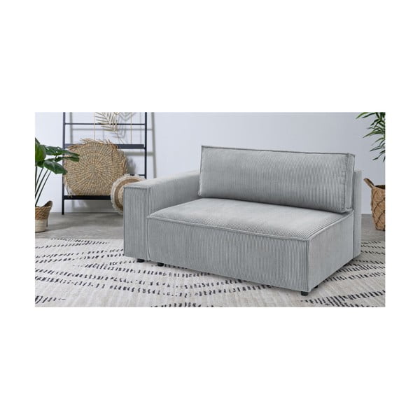Svetlo siv modul za sedežno garnituro iz rebrastega žameta (levi kot) Nihad modular – Bobochic Paris-image-1