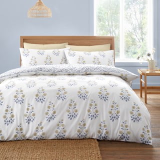 Bela podaljšana posteljnina za zakonsko posteljo iz damasta 230x220 cm Eloise Floral – Bianca