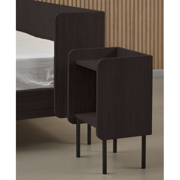 Črna nočna omarica v hrastovem dekorju s policami Wrap – Bonami Selection-image-1