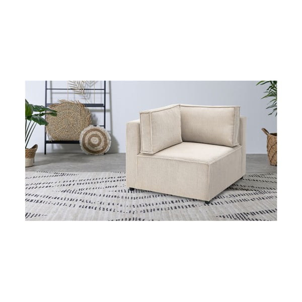 Kremno bel modul za sedežno garnituro iz rebrastega žameta (s kotom po izbiri) Nihad modular – Bobochic Paris-image-1