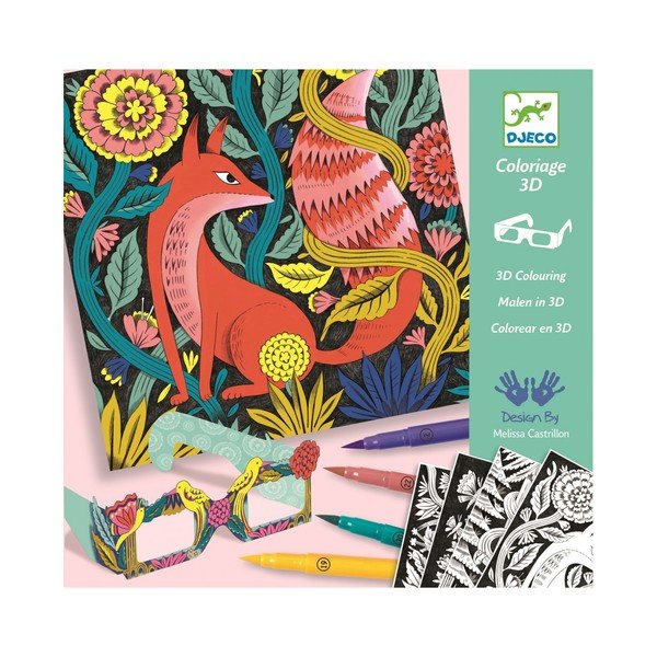 Likovni set s 7 kaligrafskimi markerji in 3D očali Djeco Forest-image-2