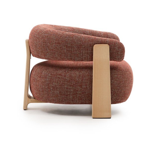 Fotelj iz šenilje v barvi terakote Granite – Kave Home-image-3