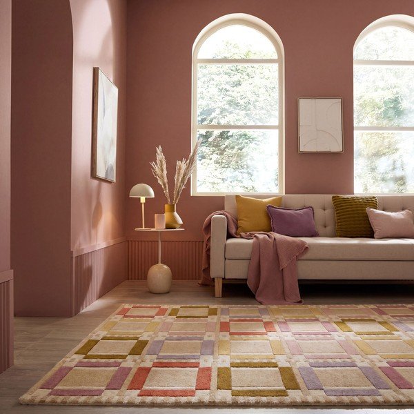 Ročno tkana volnena preproga v naravni barvi 140x200 cm Quadro Wool – Flair Rugs-image-1
