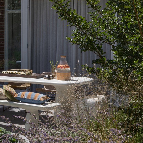 Slonokoščena plastična vrtna klop Loggia – WOOOD-image-1