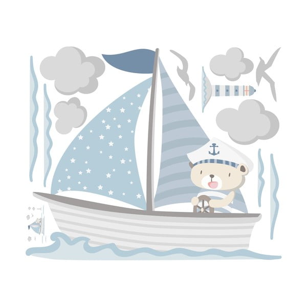 Modre otroške stenske nalepke Ambiance Captain Teddy-image-3