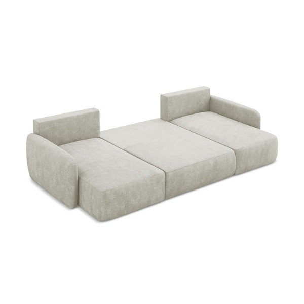 Kremno bela raztegljiva kotna sedežna garnitura iz šenilje s prostorom za shranjevanje (v obliki črke "U") Lilo – Makamii-image-4