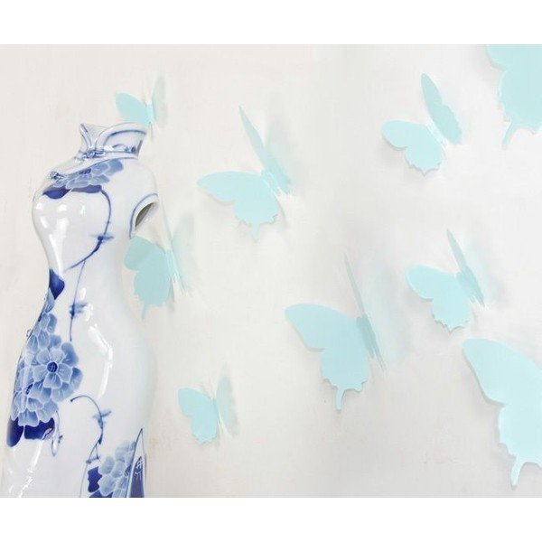 Komplet 12 turkiznih 3D nalepk Ambiance Butterflies-image-1