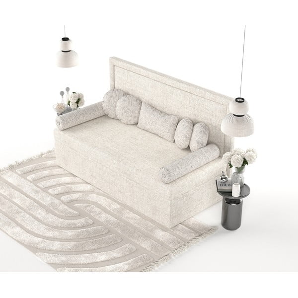 Kremno bela oblazinjena postelja 90x200 cm Scala – Maison de Rêve-image-3