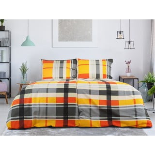 Oranžna enojna posteljnina iz krepa 140x200 cm Orabge Kube – B.E.S.