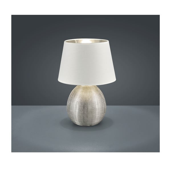 Bela namizna svetilka iz keramike in tkanine Reality Luxor, višina 35 cm-image-1