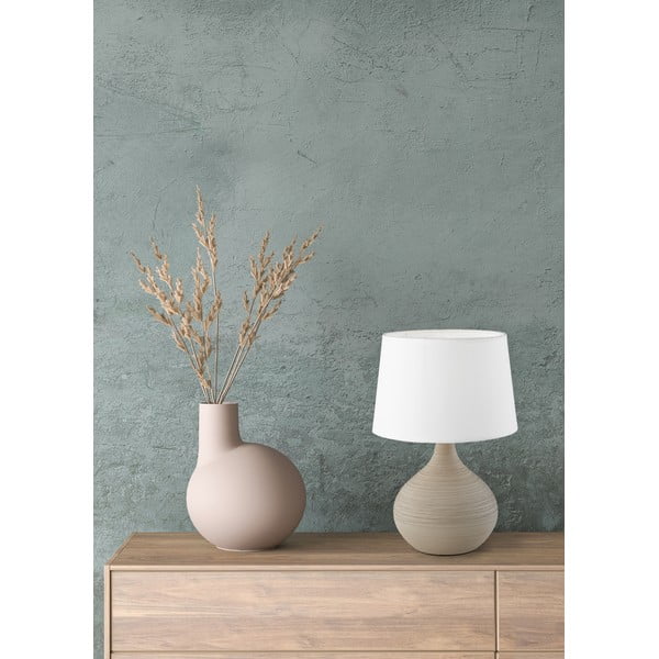 Belo-rjava namizna svetilka iz keramike in blaga Reality Martin, višina 29 cm-image-1