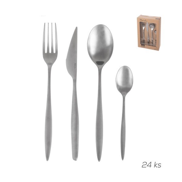 Pribor iz nerjavečega jekla 24 ks v srebrni barvi – Orion-image-3